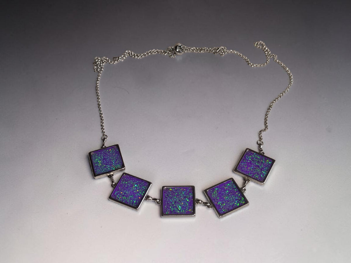 N-1 Handmade Purple Opal Statement Necklace | Geometric Jewellery Australia