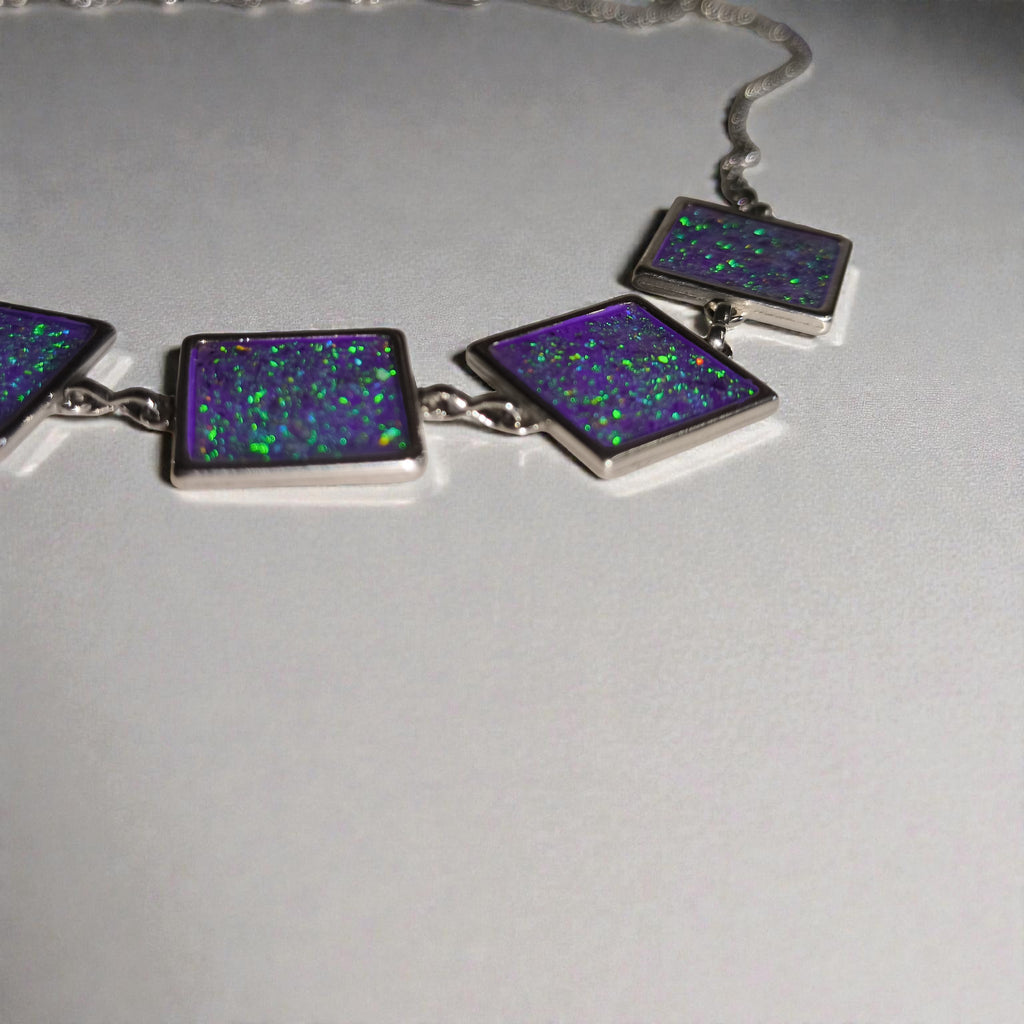 N-1 Handmade Purple Opal Statement Necklace | Geometric Jewellery Australia
