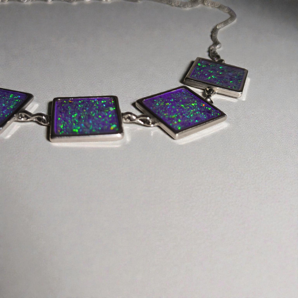 N-1 Handmade Purple Opal Statement Necklace | Geometric Jewellery Australia