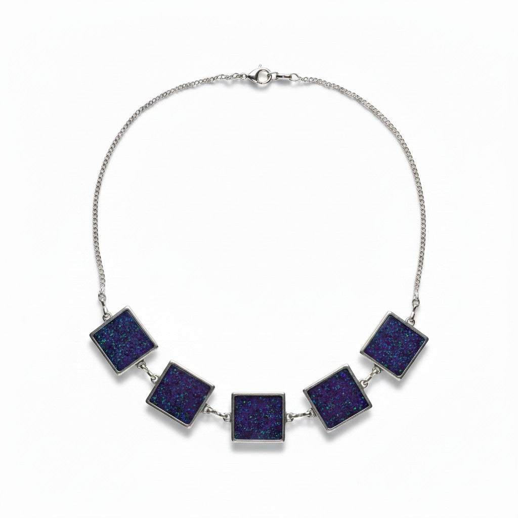 N-1 Handmade Purple Opal Statement Necklace | Geometric Jewellery Australia