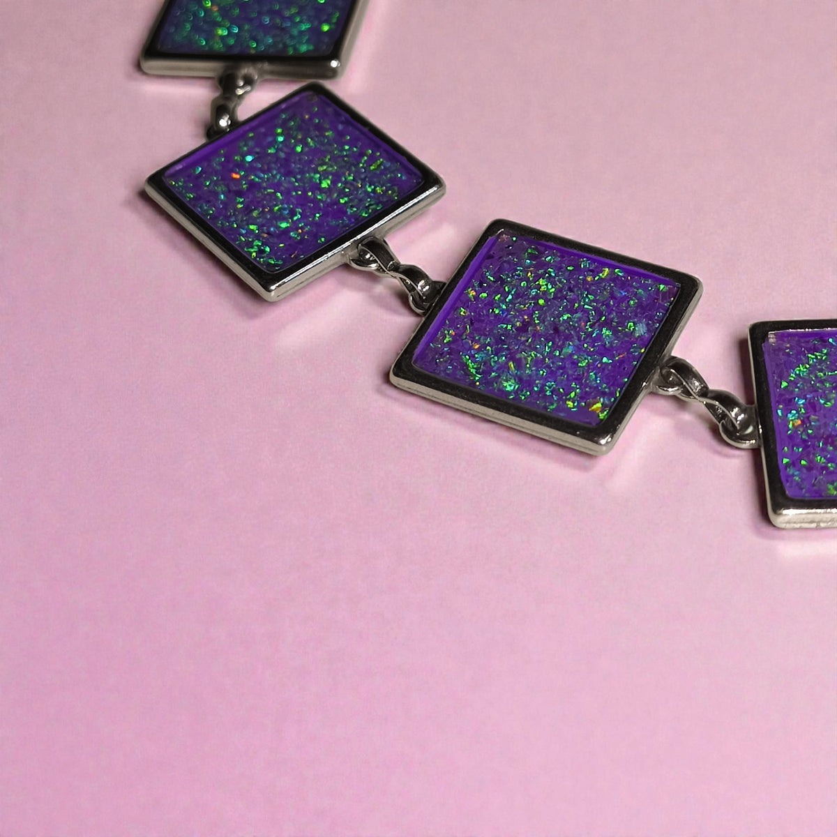 N-1 Handmade Purple Opal Statement Necklace | Geometric Jewellery Australia