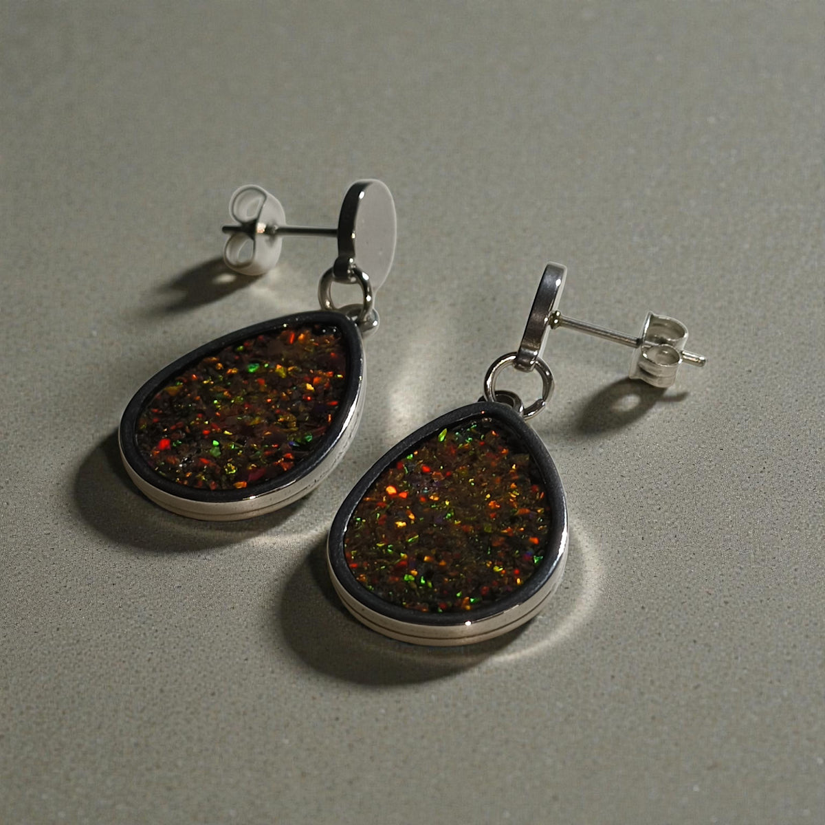 Handmade Teardrop Opal Earrings | Stainless Steel Earrings Australia R-1