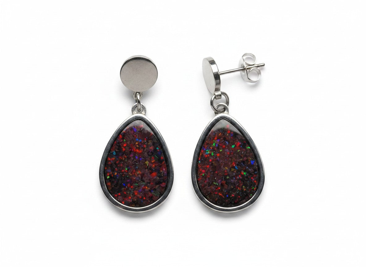 Handmade Teardrop Opal Earrings | Stainless Steel Earrings Australia R-1
