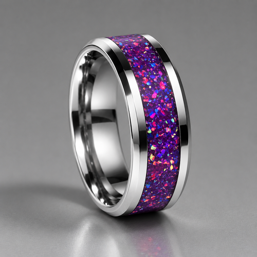 Handmade Purple Opal Ring | Stainless Steel Statement Ring Australia R-1