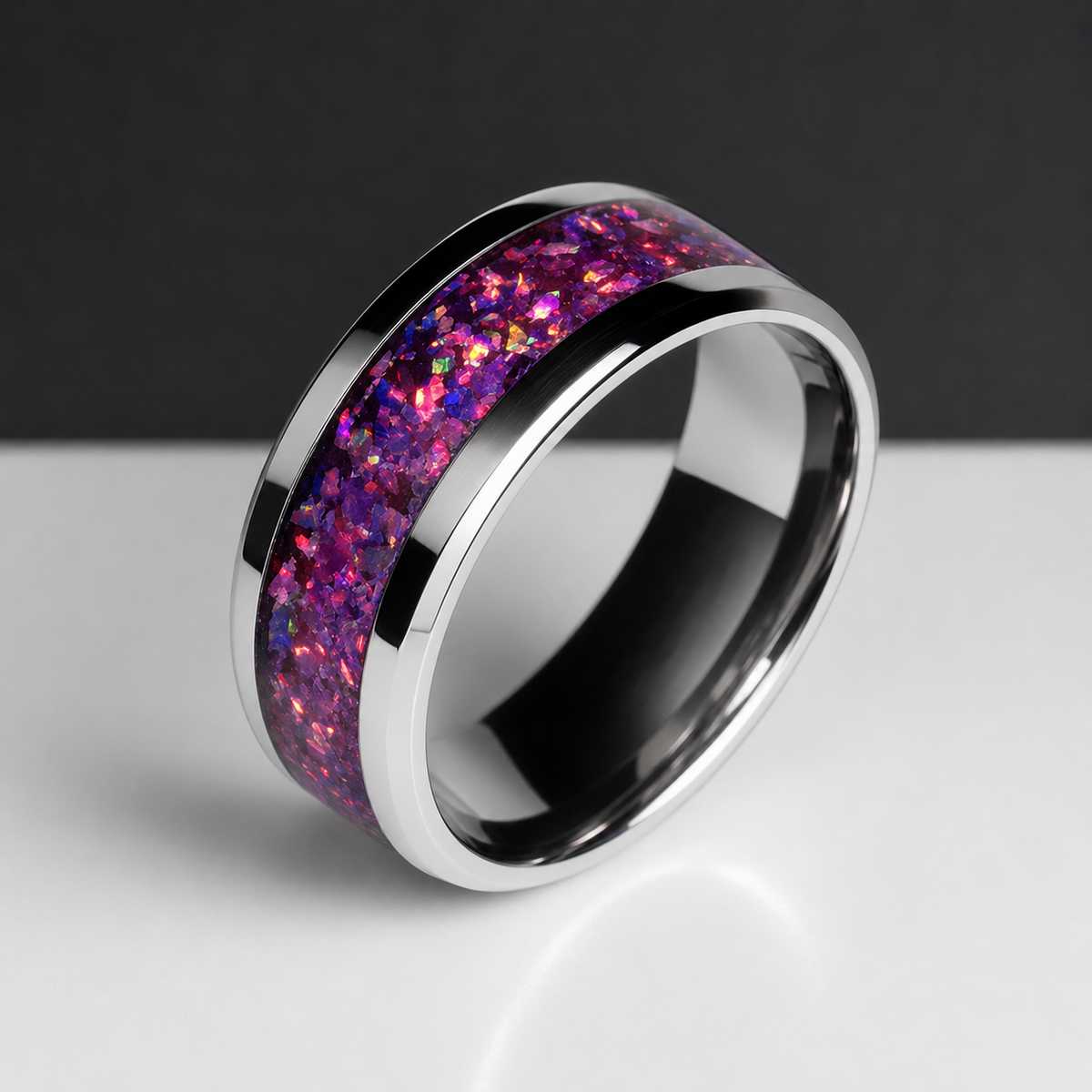Handmade Purple Opal Ring | Stainless Steel Statement Ring Australia R-1