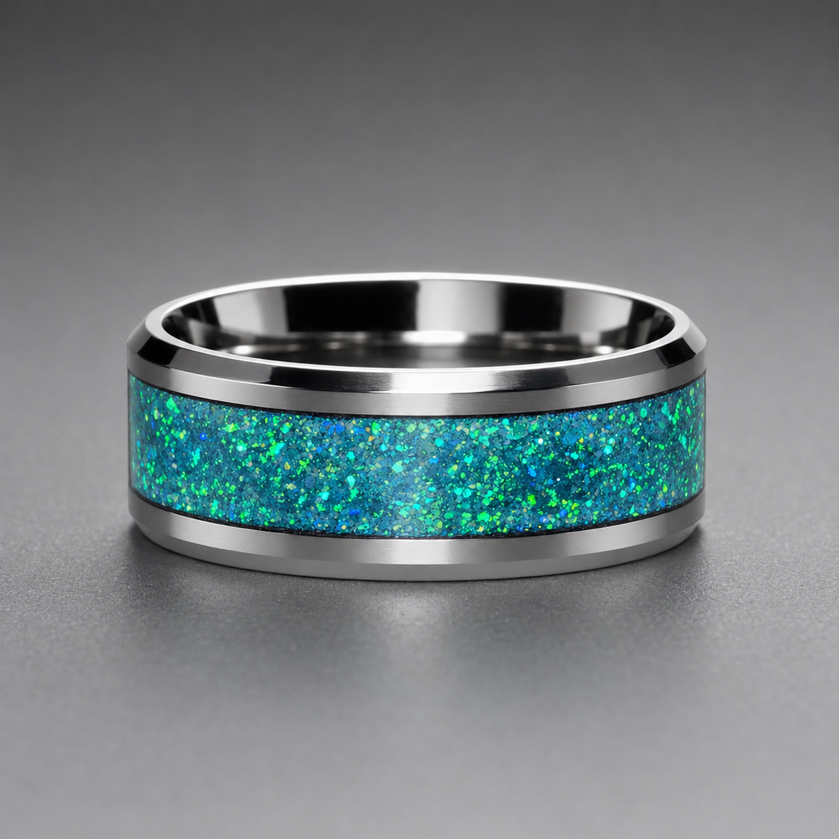 Handmade Green Opal Ring | Stainless Steel Statement Ring Australia R-1