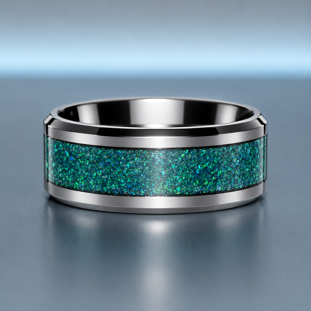 Handmade Green Opal Ring | Stainless Steel Statement Ring Australia R-1