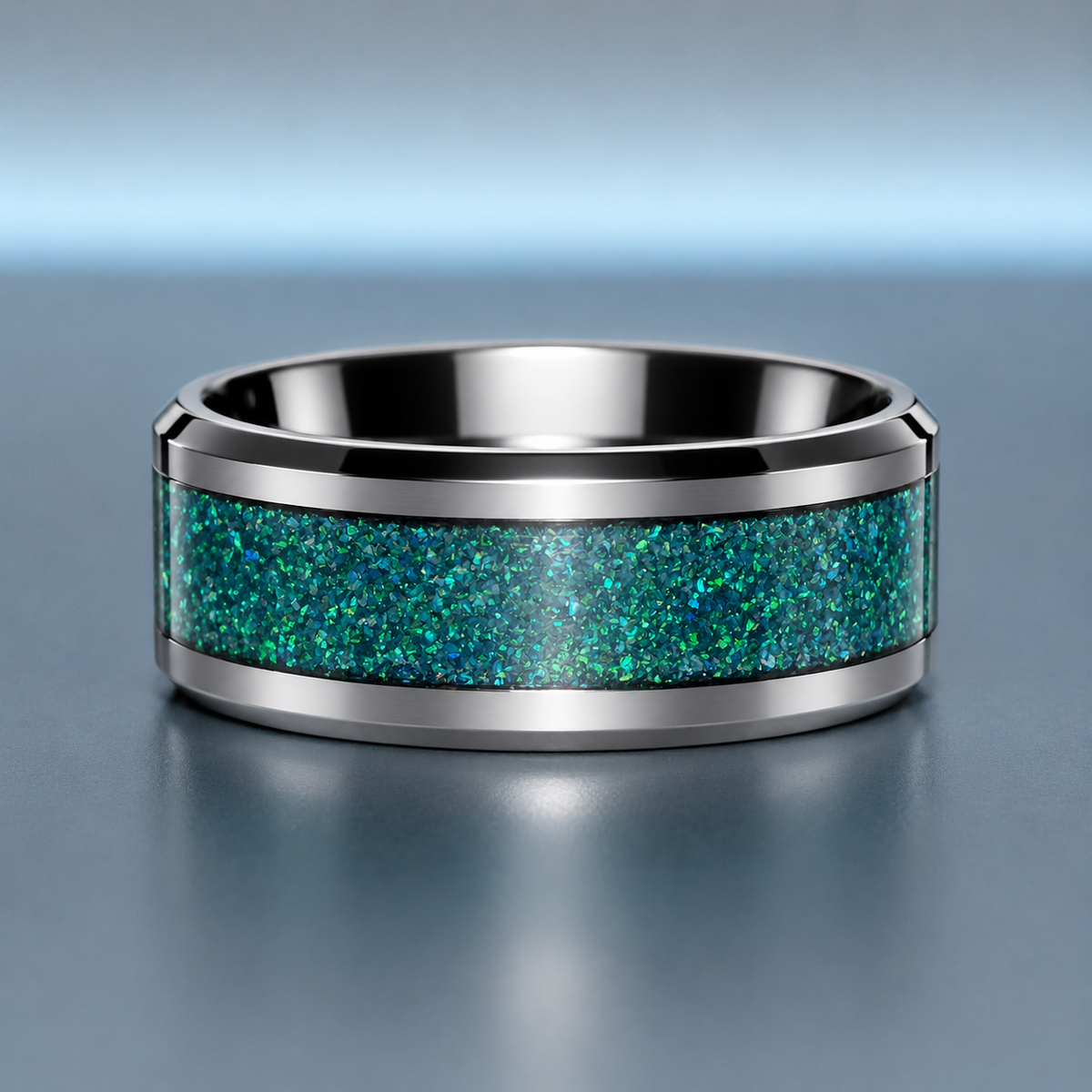 Handmade Green Opal Ring | Stainless Steel Statement Ring Australia R-1